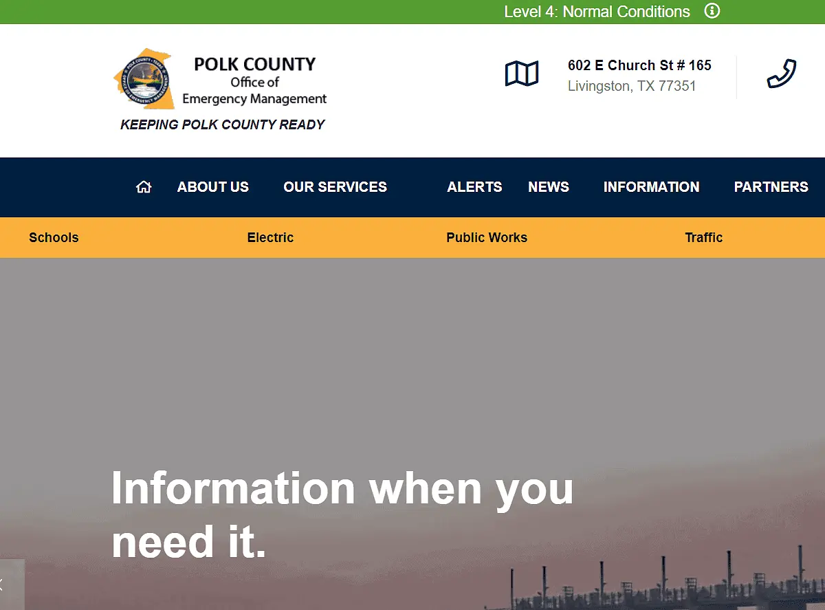 Polk county oem website design screenshot