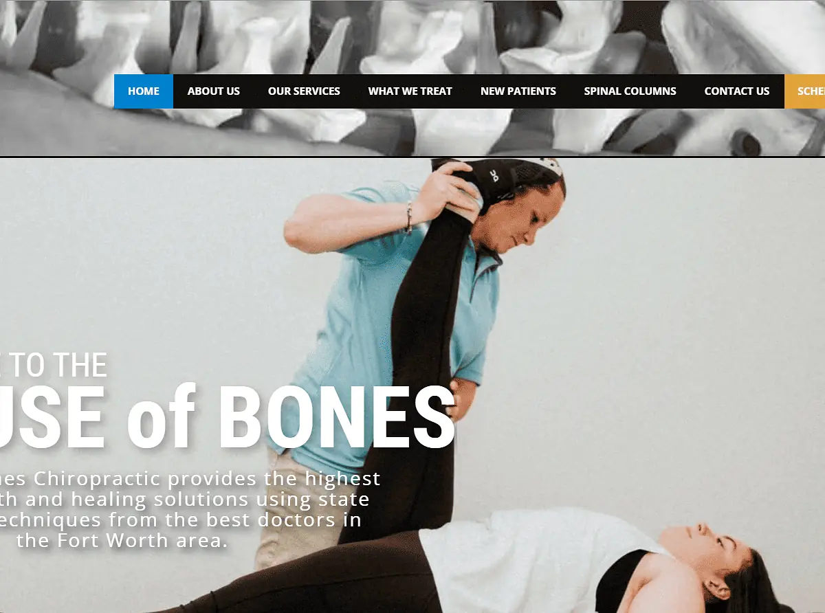 House of bones chiro website design screenshot - texas website design