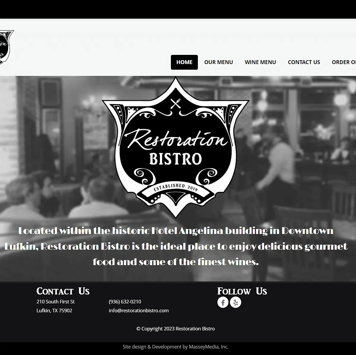 Restoration bistro website design screenshot - homepage