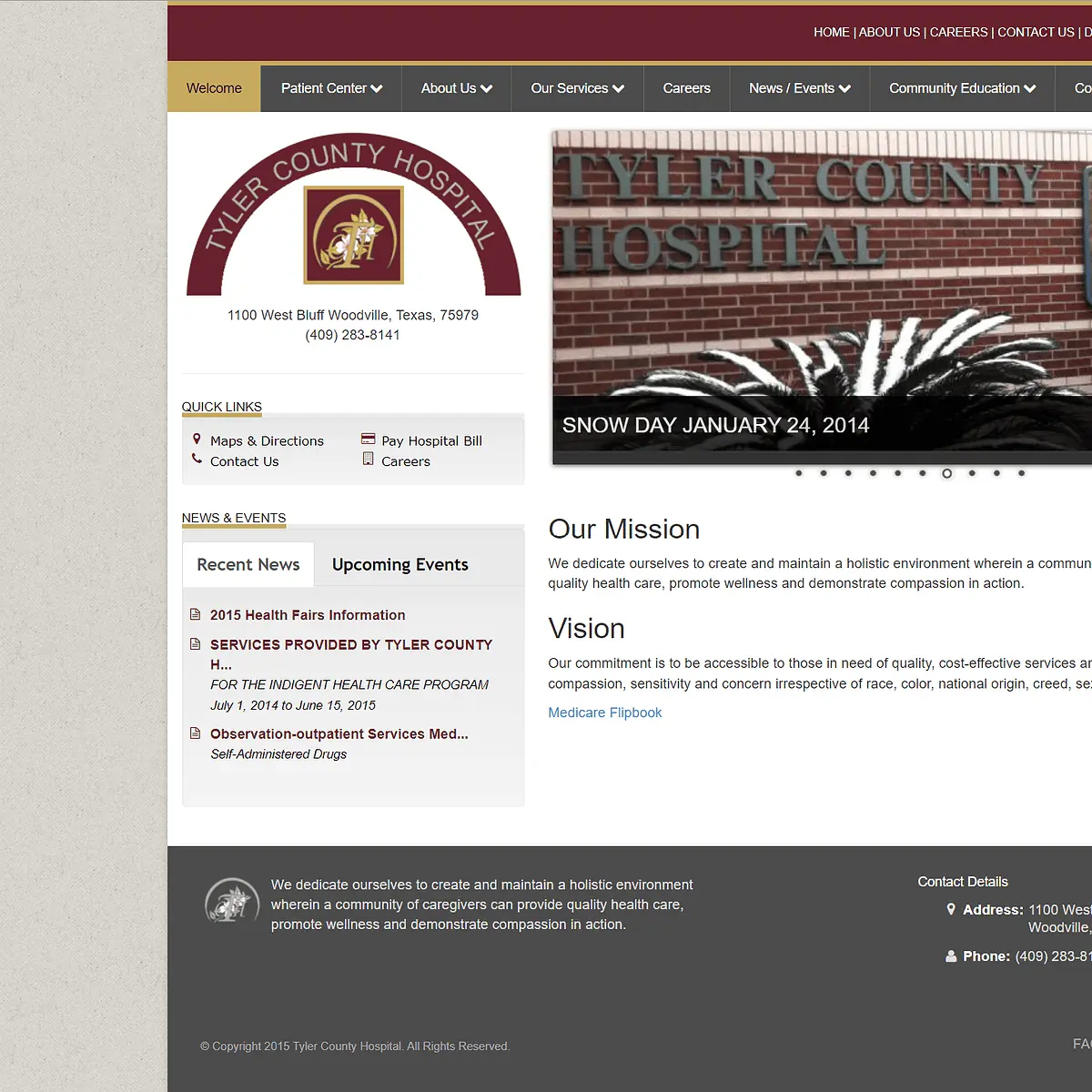 Tyler county hospital website design screenshot - east texas website design