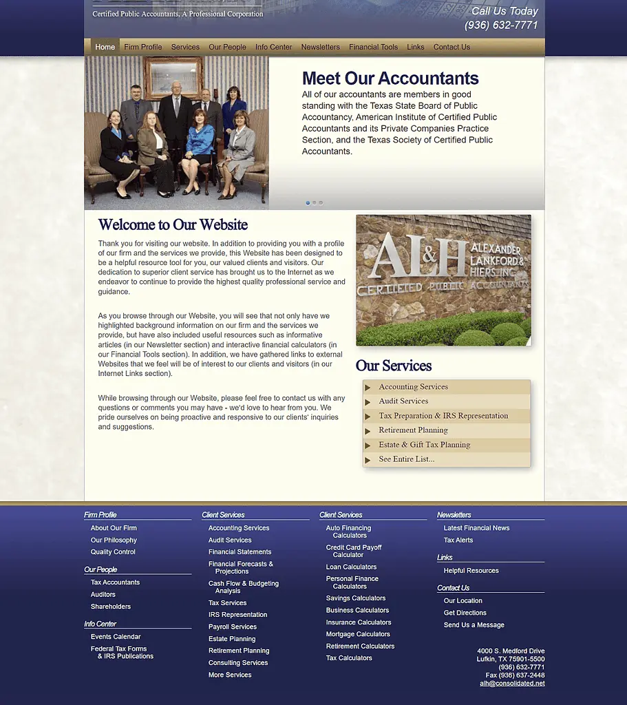 Alexander, Lankford & Heirs Website Design Screenshot - Lufkin, TX - East Texas Website Design