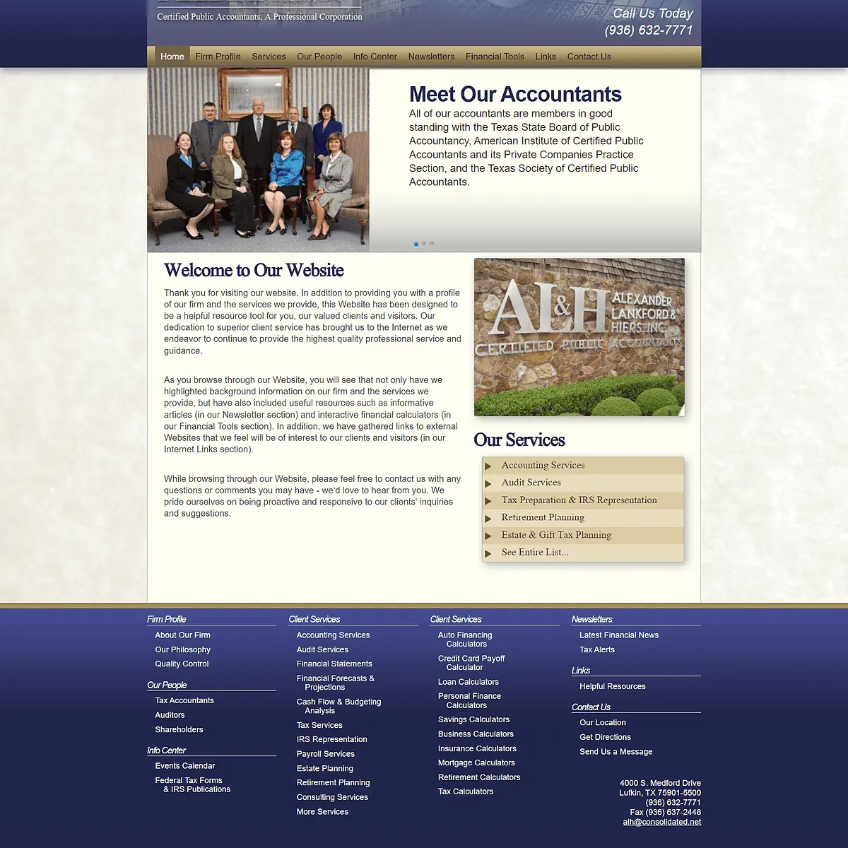 Alexander, lankford & heirs website design screenshot - lufkin, tx - east texas website design