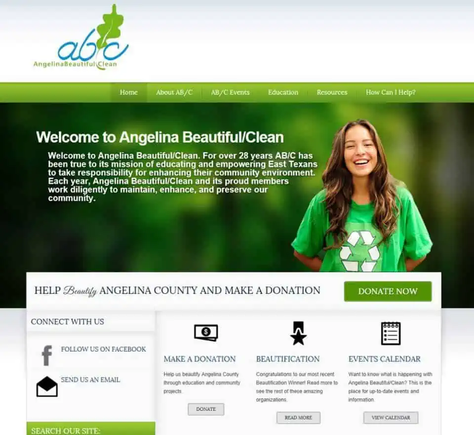 Angelina beautiful/clean website screenshot - lufkin, tx - east texas website design